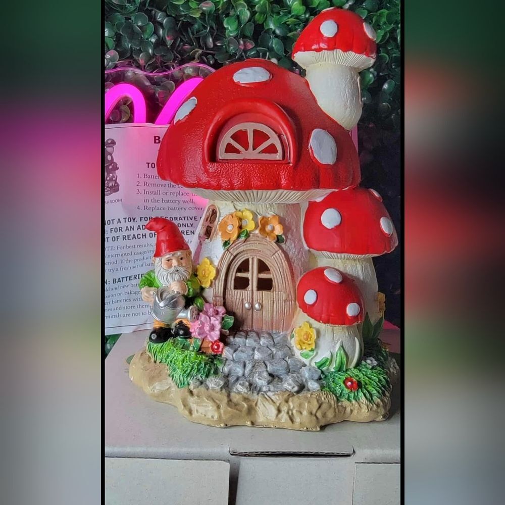Cracker Barrel lighted fairy mushroom house‎